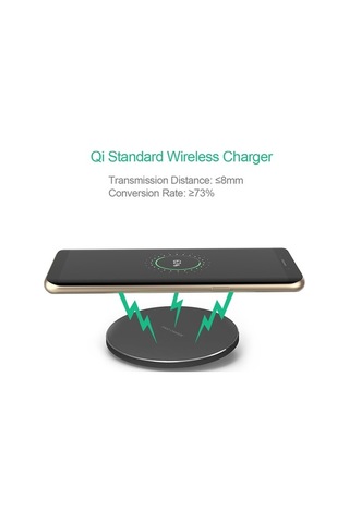 Sandwich Siyah Ultra İnce Alüminyum Qi Kablosuz Şarj Aleti - Hızlı Telefon Şarj Üstü, Taşınabilir Qi Standartlı Şarj