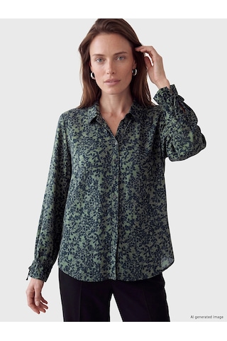 LC Waikiki Lcw Grace Yeşil Desenli Kadın Gömlek Green Prınted