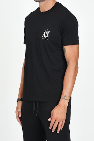Armani Exchange Erkek Regular Fit Yazı Logolu Pamuklu T-shirt - Siyah Black Beauty