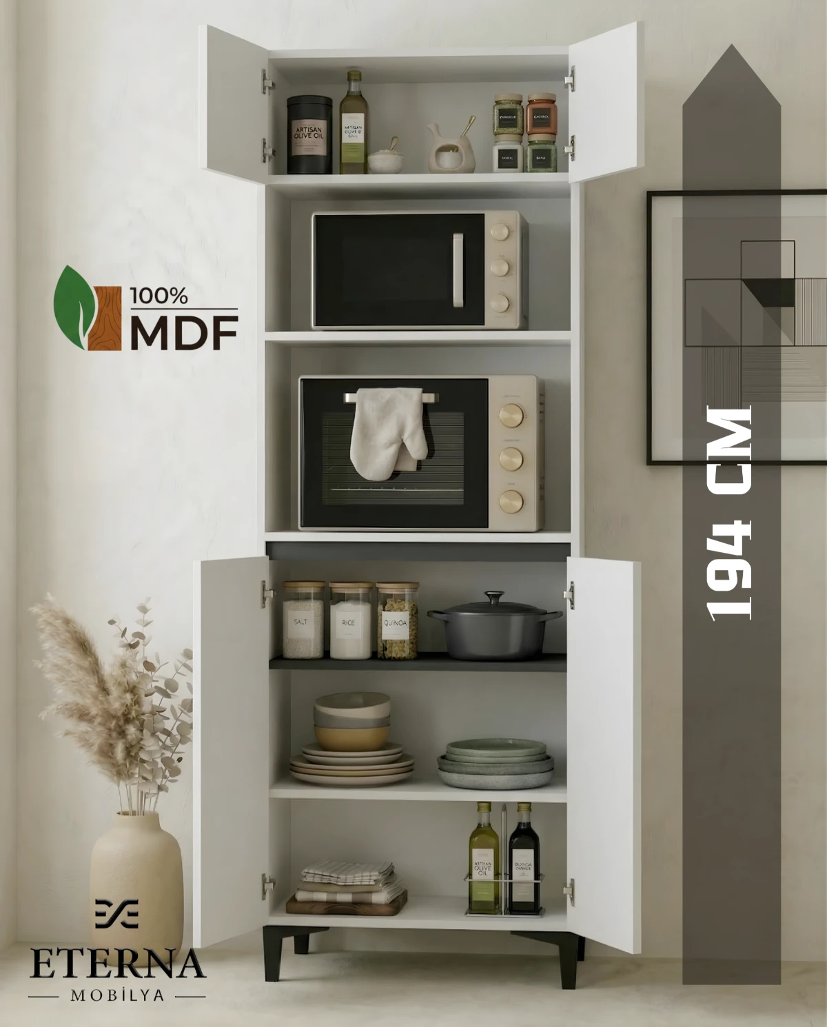 Fırın Dolabı Mikrodalga Fırın Dolabı Mutfak Dolabı Kiler Dolabı Erzak Dolabı Beyaz