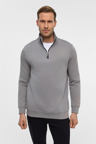 Süvari Gri Regular Düz Yarım Balıkçı Yaka Sweatshirt Gri