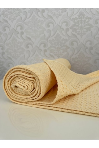 Premium %100 Pamuk Çift Kişilik Yazlık Pike, Yatak Örtüsü,terletmez Kumaş Güneşsarı Renk 240x200cm Sari