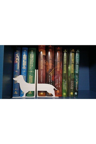 2'li Set Köpek Desenli Dekoratif Kitap Tutucu, Beyaz Kitap Standı, Kitap Desteği Ev-ofis Dekoratif
