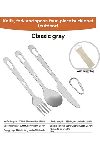 Ranyeek Titanium Yemek Ünitesi - Çatal, Kaşık, Bıçak Seti Outdoor Kamp İçin Taşınabilir Hafif Ve Dayanıklı Malzeme Gümüş