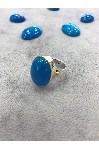 Turkuaz Taşlı Gümüş Yüzük 925 Ayar Taş (274399805)