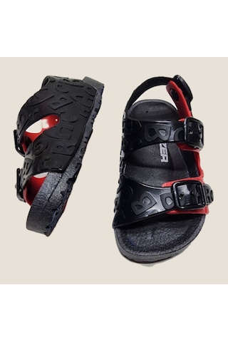 Günlük Kaydırmaz Taban Çift Tokalı Ayarlanabilir Harfli Deniz,plaj,havuz Sandaleti Siyah