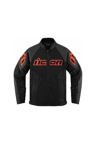 Icon Mesh Af Lthr Korumalı File Motosiklet Montu Siyah Oranj