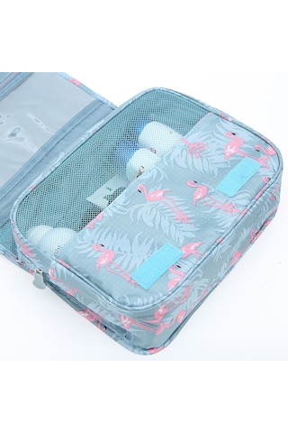 Çok Fonksiyonlu Askılı Makyaj Çantası Flamingo Desen Büyük Boy