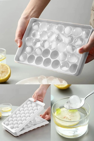 Valletta Pumo Beyaz 33 Bölmeli Kapaklı Küre Buz Kalıbı Beyaz