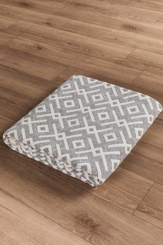İskandinav %100 Pamuk Kilim Yıkanabilir Pamuklu Dokuma Halı Dekoratif Saçaklı Gri
