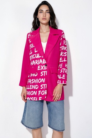 Hiccup Msn Oversize Krep Blazer Ceket Parlak Pembe