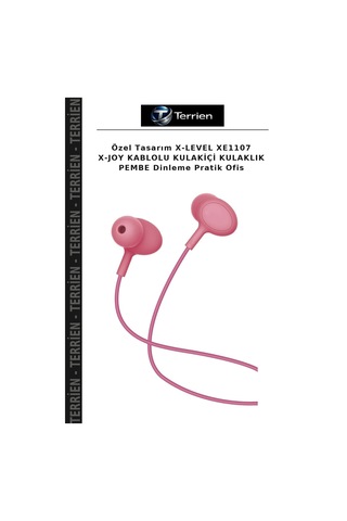 Özel Tasarım X-level Xe1107 X-joy Kablolu Kulakiçi Kulaklık Pembe Dinleme Pratik Ofis