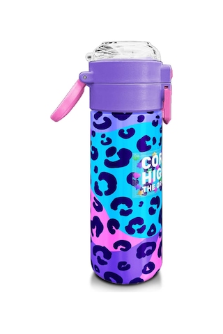 Coral High Kids Mor Leopar Desenli Pipetli Ve Direkt İçim Çelik Termos 500 Ml 31846 Mor - Mavi