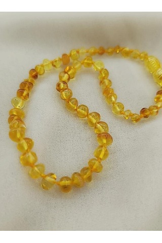 Kolye Kehribar Amber Doğaltaş Düğümlü Bebek Kolyesi 17873 Kahverengi