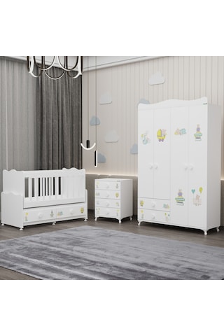 Elegant Yıldız 4 Bebek Odası Takımı - Ayıcık Beyaz
