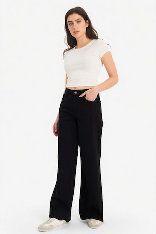Defacto Wıde Leg Normal Bel Standart Boy Gabardin Pantolon E4381ax26spbk81 Siyah-bk81