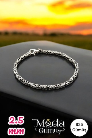 Modagümüşevi 925 Ayar Gümüş Kral Bileklik