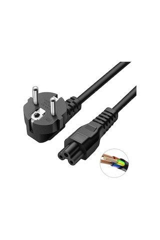 Samsung Uyumlu Notebook Adaptör Güç Kablosu 1.2 Mt Yonca Power Kablo Laptop Bilgisayar Kablosu Siyah
