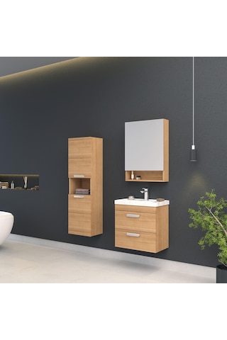 Orka Nova 60 Cm Mdf Morgana Kiraz Banyo Dolabı Takımı, Boy Dolabı Çok Renkli