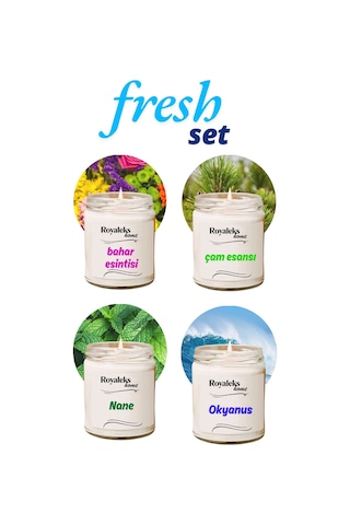 4 Adet Doğal Özel Seri Kokulu Dekoratif Kavanoz Mum 4x210 Cc - Fresh Set - Ryl Çok Renkli