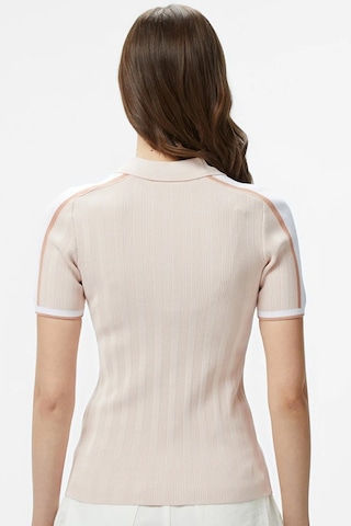 Lacoste Slim Fit Kısa Kollu Yarım Fermuarlı Polo Yaka Full Likralı Triko Tişört Pudra Pembe Pembe
