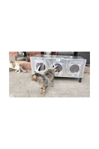 Kedi Evi Kedi Yuvası Kedi Barınağı %100 Su Soğuk Ve Kar Karumalı Ayaklı 3 Bölmeli 90x40x36cm
