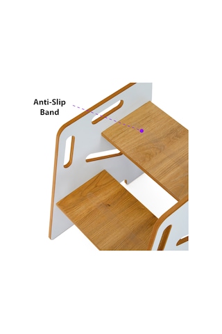 Minera Çocuk / Yetişkin Ahşap Basamak, Yükseltici, Tabure Ahşap - Beyaz