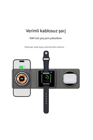 Katlanabilir 3'ü 1 Arada Kablosuz Hızlı Şarj İstasyonu