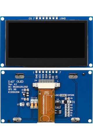 2.42 Inç Ver 4.1 128x64 Ssd1309 7 Pinli Spı/ı2c Oled Lcd Ekran Modülü - Lehimli