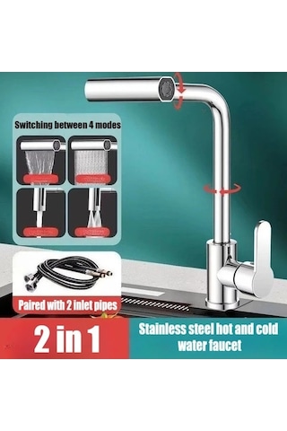 Fastbuy Challenger Gümüş 2si 1 Arada 360 Derece Dönebilen Yüksek Basınçlı Çift Duş Başlığı Elde Taşınabilir Gümüş Gümüş