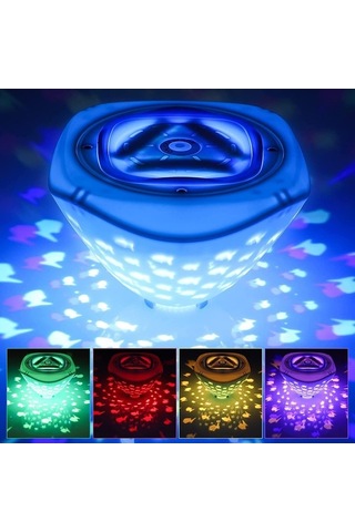 Dancemonkey Yüzen Havuz Işığı: Balık Desenli, 6 Modlu, Ip67 Su Geçirmez, Çocuk Güvenli, Beyaz-mavi Beyaz - Mavi