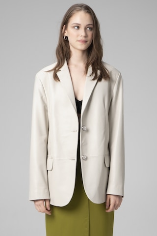 Bej Dericlub Wm005 Blazer Kadın Deri Ceket