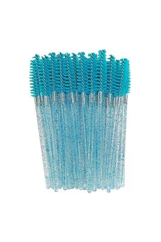 10'lu Paket Kirpik Fırçası, Kirpik Fırçası, Maskara Fırçası Turkuaz