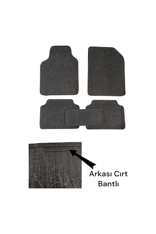 Oto Halı Paspas Hasır Universal 5 Parça Siyah Siyah Biyeli