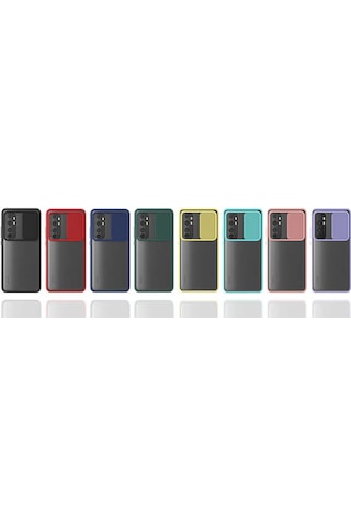 Noktaks - Xiaomi Uyumlu Xiaomi Mi Note 10 Lite - Kılıf Slayt Sürgülü Arkası Buzlu Lensi Kapak - Lila