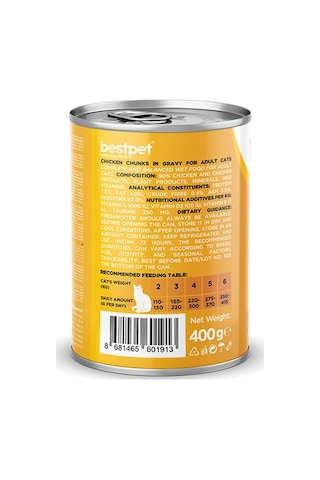 Bestpet Parça Etli Tavuk Etli Yetişkin Kedi Konservesi 6 Adet 400 Gr 243-20015.02