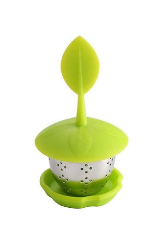 Sones Paslanmaz Çelik Silikon Askılı Çay Poşeti Çay Süzgeçleri Yeşil