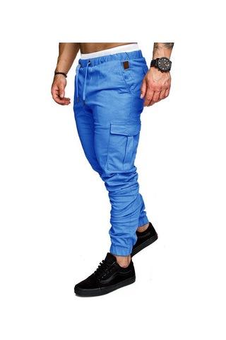 Erkek İlkbahar Ve Sonbahar Uzun Pantolon Moda Günlük İpli Elastik Pantolon Düz Renk Cepli Pantolon Yeşil