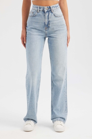 Hiccup Yüksek Bel Straight Kot Pantolon Açık Mavi Denim