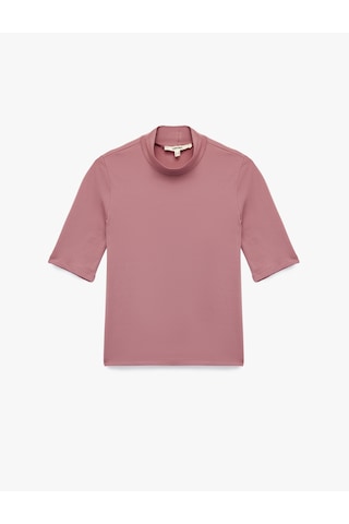 Koton Slim Fit Pamuklu 3/4 Kol Dik Yaka Tişört Pembe 6wak50171ek Gül