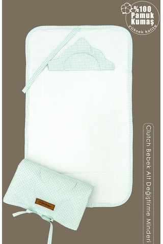 Mordesign Bebek Çanta Alt Açma Minderi, Alt Değiştirme Pedi, Taşınabilir Bakım Örtüsü, Care Serisi, Mint Zg1011