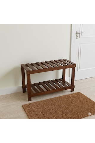 Ahşap Dekoratif Ayakkabılık Raf Kahverengi