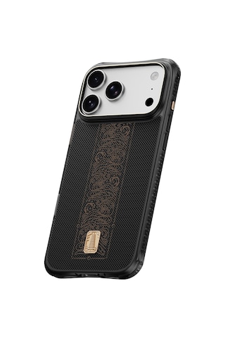 Apple iPhone Uyumlu 18 Pro Max Kılıf M-safeli Raptic Aramid Dual Rise Serisi 24 Ayar Altın Kaplamalı Karbon Siyah