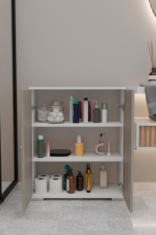 Şelale 3 Bölmeli Banyo Dolabı Deterjan Dolabı Banyo Rafı Cordoba Cordoba