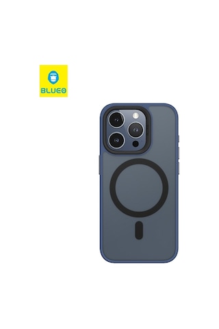 Apple Uyumlu iPhone Blueo 15 Lacivert Frosted Skin Friendly Telefon Kılıf.