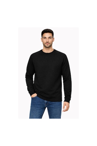 Classics Men Us Erkek Regular Fit Uzun Kol Sıfır Yaka Sweatshırt-7063 Siyah