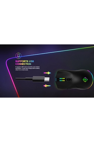 North Game Over Kablosuz Şarjlı RGB Optik Oyuncu Mouse