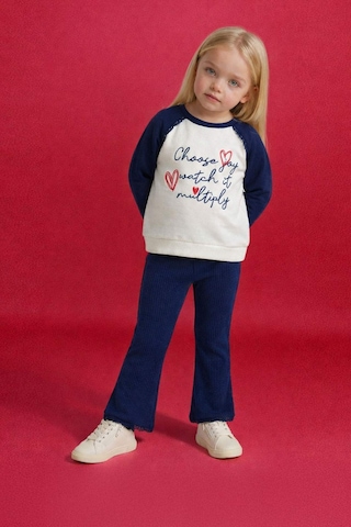 Defacto Kız Bebek 2li Takım Baskılı Sweatshirt Tayt G7432a526spnv42 Lacivert-nv42