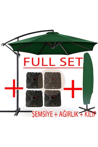 Gunbo Home 3 Mt 8 Kaburga Full Demir 21 Kg Yeşil Bahçe Şemsiyes