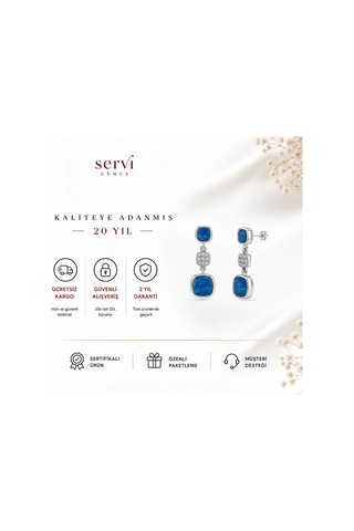 Servi 925 Ayar Gümüş Marin Opal Sallantılı Küpe-322